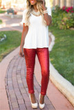 Красные модные повседневные брюки-карандаш с высокой талией и блестками в стиле пэчворк