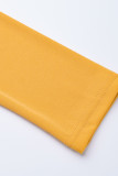 カラメルカラーファッションセクシープリント包帯Vネック長袖ツーピース