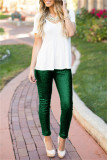 Calças de lantejoulas de patchwork casuais de moda verde regular de cintura alta lápis