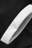 Черные модные повседневные лоскутные кардиганы с длинным рукавом из двух частей