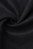 Manteaux de grande taille à col zippé à la mode décontractés noirs