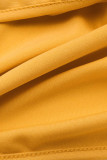Karamellfarbener Mode-reizvoller Druck-Verband mit V-Ausschnitt, langen Ärmeln, zweiteilig