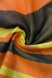 Карамельный цвет модный сексуальный принт повязка с V-образным вырезом с длинным рукавом из двух частей