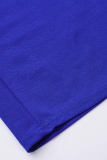 Blå Sexiga Solid Paljetter Skinny Jumpsuits med en axel