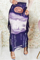 Encre violet mode décontracté imprimé gland patchwork taille haute classique bas imprimé complet