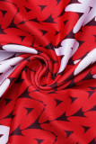 Rode sexy print uitgeholde patchwork frenulum O-hals reguliere jumpsuits