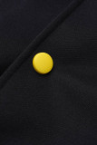 Cardigan con lettera patchwork casual alla moda nera a maniche lunghe in due pezzi