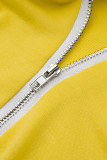 Brunt Mode Casual Solid Basic Hood Collar Långärmad Två delar