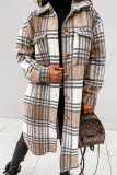 Vêtement d'extérieur élégant à carreaux avec poche à carreaux et col rabattu gris