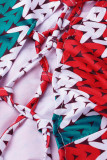 Meerkleurige sexy print uitgeholde patchwork frenulum O-hals reguliere jumpsuits