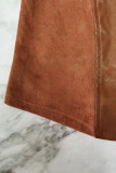 Capispalla marrone moda street solido patchwork tasca fibbia con risvolto colletto
