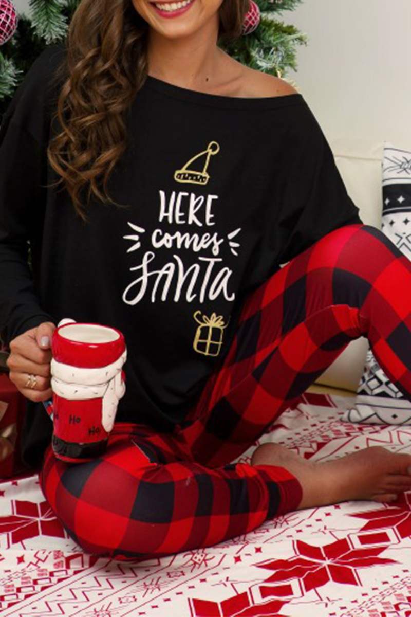 

Black Christmas Day Casual Party Cute Split Joint Print Costumes