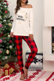 Red Christmas Day Casual Party Cute Patchwork Print Costumes