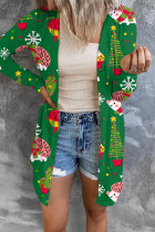 Grönt Mode Casual Print Cardigan Ytterkläder