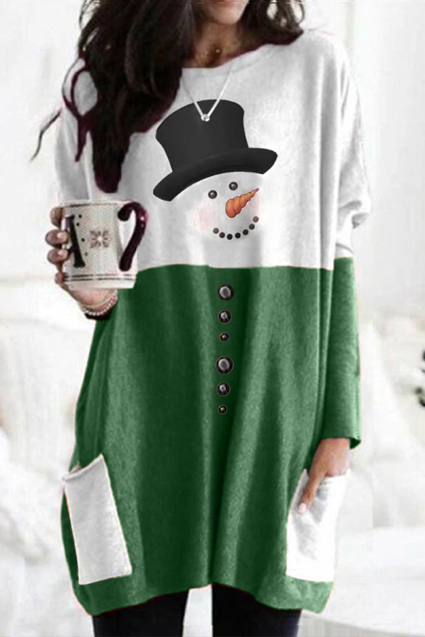 Green Christmas Day Casual Party Patchwork Print Wapiti Costumes
