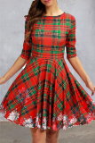 Ink Green Christmas Day Party Cute Patchwork Print Costumes