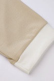 Khaki Fashion Casual Solid Patchwork Off the Shoulder Manica lunga Abiti taglie forti