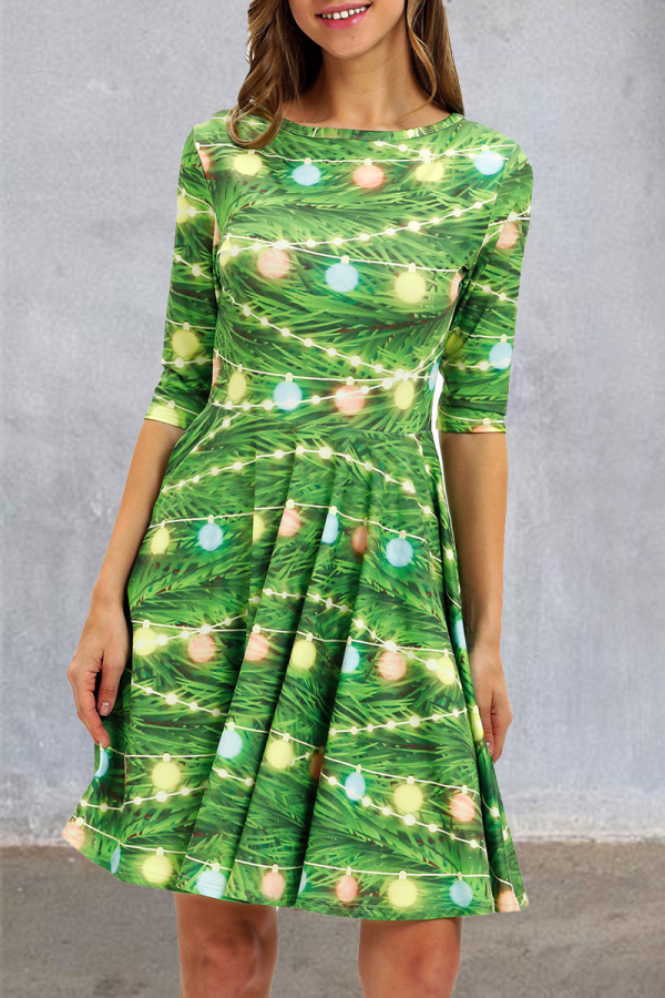 Costumi con stampa patchwork carino per la festa del giorno di Natale verde oliva