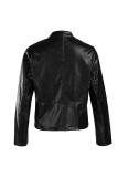 ブラックファッションカジュアルソリッドベーシックジッパーカラープラスサイズのコート