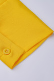 Vestidos retos amarelos sexy sólidos patchwork com decote em V
