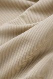 Khaki Fashion Casual Solid Patchwork Schulterfrei Langarm Kleider in Übergröße