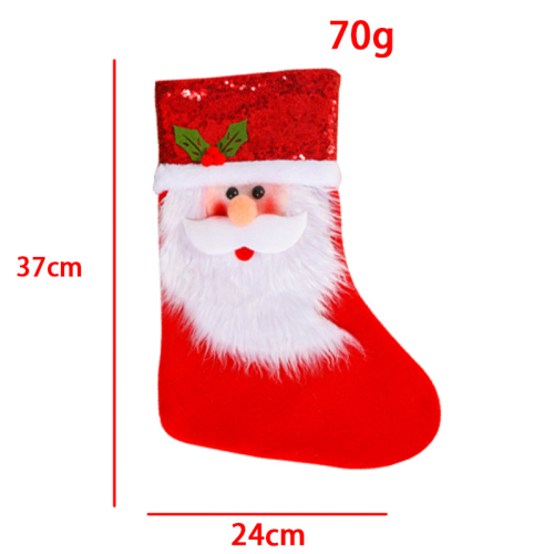 White Red British Style Cute Santa Claus Sequins Patchwork Sock