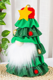 Lake Green Christmas Day Party Cute Patchwork Flounce Christmas Tree Printed Costumes