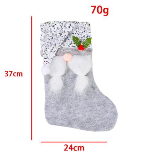 Light Gray British Style Cute Santa Claus Sequins Patchwork Sock
