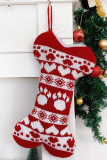 Red Green Party Vintage Print Snowflakes Patchwork Sock