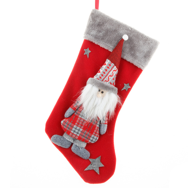 Red Party Vintage Snowflakes Santa Claus Лоскутный носок