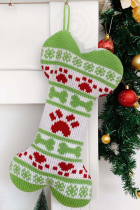 Зеленые вечерние носки в стиле пэчворк с винтажным принтом и снежинками