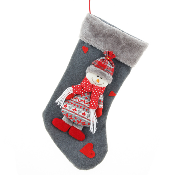 Серый лоскутный носок для вечеринки с винтажными снежинками Санта-Клауса