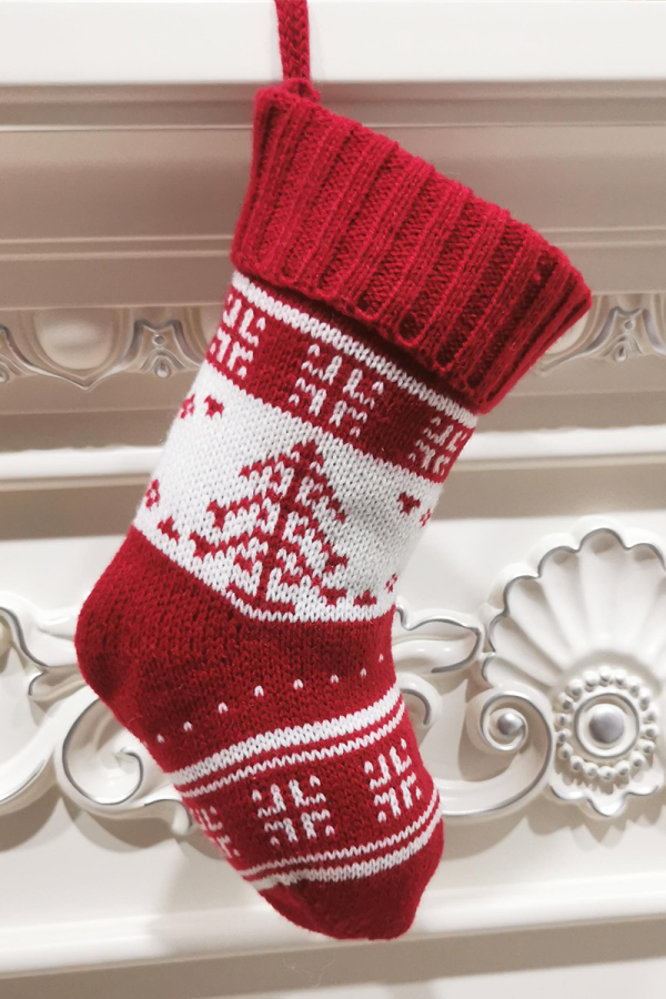 Chaussette de patchwork imprimé sapin de Noël flocons de neige wapiti rouge Fashion Party