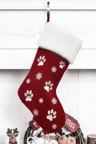 Red Street Party Print Snowflakes Patchwork Sock