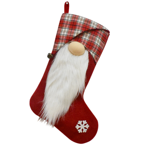 Röd Party Vintage Söt Pläd Santa Claus Patchwork Sock