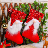 Calzino patchwork con paillettes di Babbo Natale carino stile britannico rosso