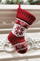 Носок в стиле пэчворк Deep Red Fashion Party Wapiti Snowflakes Christmas Tree Printed