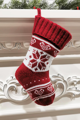 Deep Red Fashion Party Wapiti Snowflakes Christmas Tree Imprimé Chaussette Split Joint