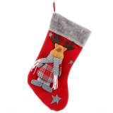 Red Gray Party Vintage Snowflakes Santa Claus Patchwork Sock