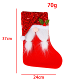 Calcetín de patchwork de lentejuelas de Papá Noel lindo estilo británico rojo