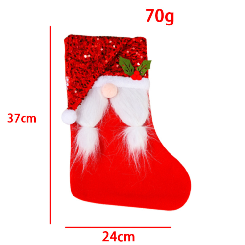 Red Green British Style Cute Santa Claus Sequins Split Joint Sock