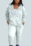 Braune Sportswear Solid Patchwork Hooded Collar Plus Size Two Pieces