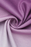 Púrpura Moda Casual Cambio gradual Estampado básico O cuello Manga larga Dos piezas