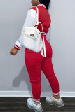 Red Fashion Casual Patchwork Letter Long Sleeve Two Pieces