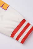 Calça cardigan com estampa casual moda vermelha manga longa duas peças