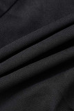 Zwarte sexy effen patchwork doorzichtige asymmetrische hete boor halve col skinny jumpsuits
