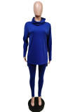 Royal Blue Fashion Casual Solid Basic Turtleneck Long Sleeve Two Pieces
