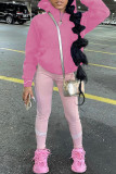 ピンクのファッションカジュアルソリッドベーシックフード付きカラートップス