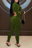 Combinaisons maigres à col zippé sexy à la mode vert clair