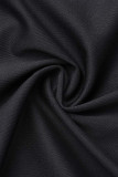 ブラックファッション大人カジュアルツーピーススーツジッパー無地パッチワークプリント鉛筆長袖